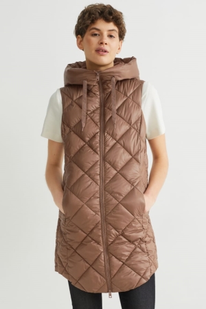 C&A Quiltad Gilet With Hood Bionic-finish®eco Jacka Dam Ljusbruna | QEOWB-0465
