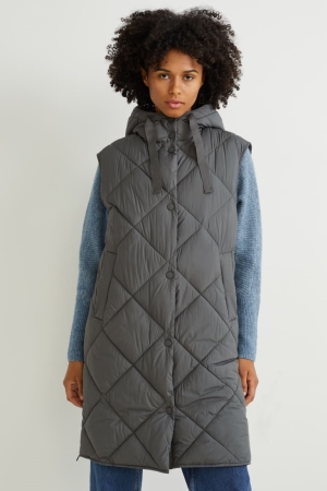 C&A Quiltad Gilet With Hood Bionic-finish®eco Recycled Jacka Dam Mörkgröna | XWQBE-8236