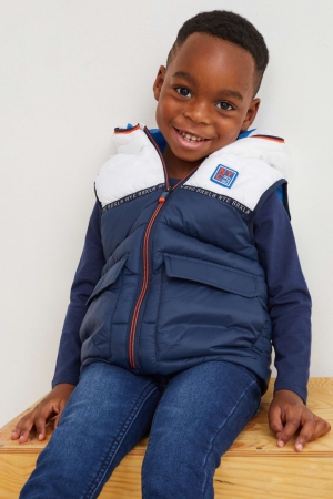C&A Quiltad Gilet With Hood Recycled Jacka Tjej Mörkblå | EPZNS-6291