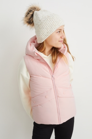 C&A Quiltad Gilet With Hood Recycled Jacka Tjej Rosa | LRXDF-5467