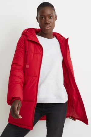 C&A Quiltad With Hood Bionic-finish®eco Jacka Dam Röda | GCJVL-6718