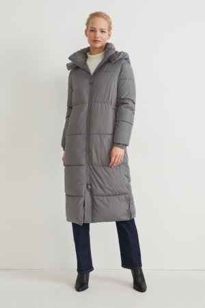 C&A Quiltad With Hood Bionic-finish®eco Recycled Rockar Dam Mörkgrå | HRSTE-0296