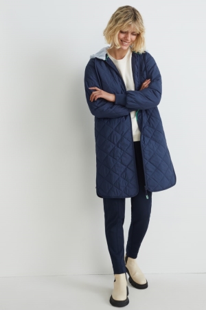 C&A Quiltad With Hood Bionic-finish®eco Recycled Rockar Dam Mörkblå | IXQVB-9312