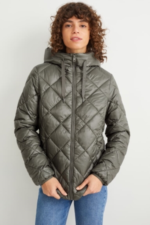 C&A Quiltad With Hood Bionic-finish®eco Jacka Dam Grå | WGFND-8235