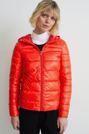 C&A Quiltad With Hood Recycled Jacka Dam Röda | AWMSZ-4985