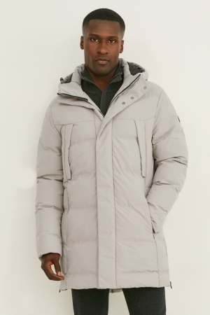 C&A Quiltad With Hood Recycled Jacka Herr Grå | UYBSC-2617
