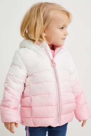 C&A Quiltad With Hood Recycled Jacka Tjej Vita Rosa | MCXZN-4251