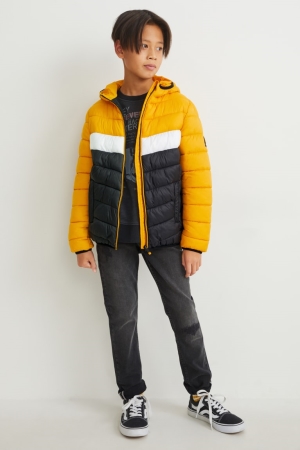 C&A Quiltad With Hood Recycled Jacka Tjej Gula | PLDMO-9032