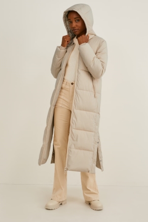 C&A Quiltad With Hood Recycled Rockar Dam Grå Bruna | JQSYO-2098