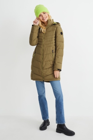 C&A Quiltad With Hood Rockar Dam Gröna | EXFLA-4963