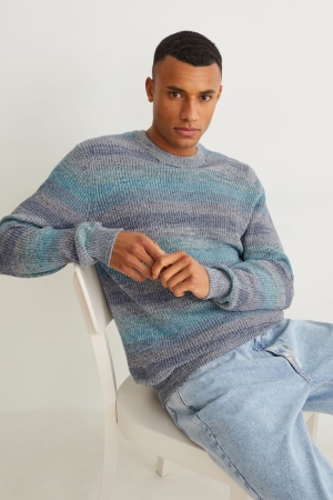 C&A Randig Jumpers Herr Blå | UQXSN-5048