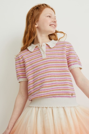C&A Randig Jumpers Tjej Rosa | VSQMB-3526