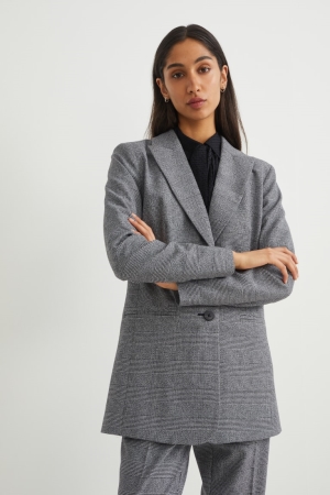 C&A Recycled Check Blazers Dam Grå Svarta | GTYJA-1260