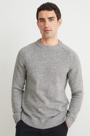 C&A Recycled Jumpers Herr Ljusgrå | XQAMG-0876