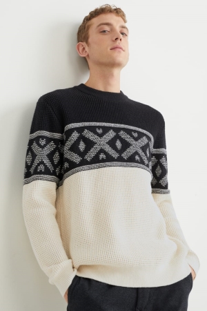 C&A Recycled Jumpers Herr Svarta Vita | DQMSJ-5961
