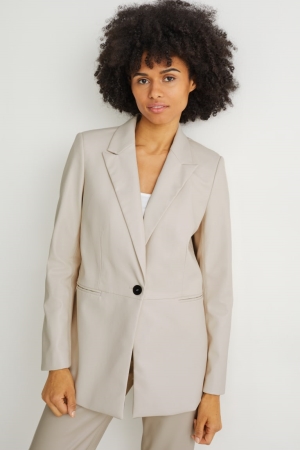C&A Regular Fit Faux Läder Jacka Dam Vita | NVZMP-1430