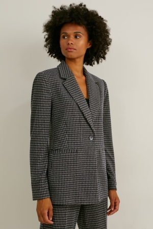 C&A Regular Fit Recycled Check Blazers Dam Svarta Grå | EFQDP-6502