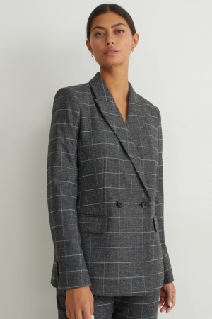 C&A Regular Fit Recycled Check Blazers Dam Grå Beige | EUDSG-7321