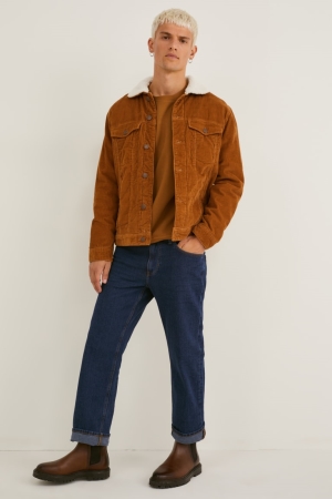C&A Regular Lycra® Jeans Herr Blå Mörkblå | JTBFQ-1235