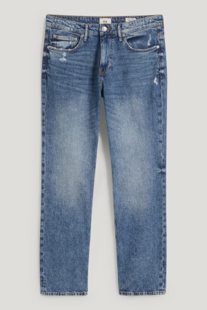 C&A Regular Lycra® Recycled Jeans Herr Blå Ljusblå | HWVQZ-7086