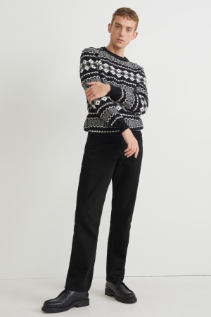 C&A Regular Recycled Jeans Herr Svarta | HJARC-2967