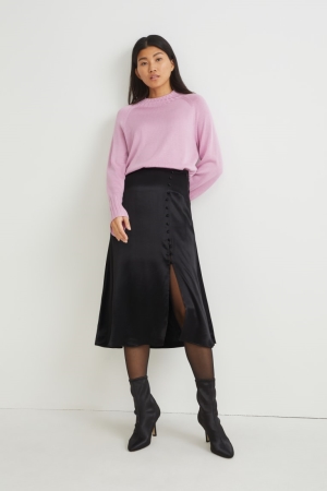 C&A Satin Kjolar Dam Svarta | ZPMLD-6903