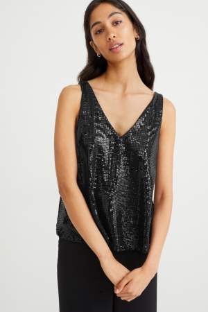 C&A Sequin Shiny Blast Dam Svarta | GPOVR-8123