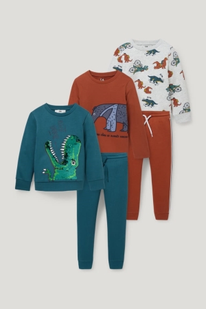 C&A Set 2, 1 Long Sleeve And 2 Joggers Långbyxor Pojke Mörkturkos | KAXEW-4972