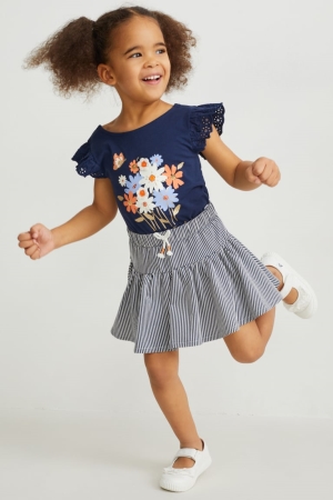 C&A Set 2 Sleeve , And Leggings 4 Piece T-shirt Tjej Vita | MEKPJ-6320