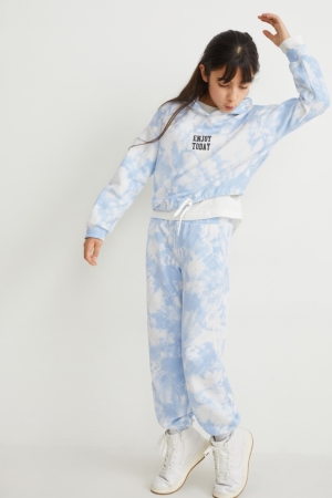 C&A Set And Joggers 2 Piece Hoodie Tjej Vita Ljusblå | VNMZY-8316