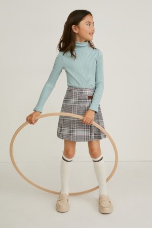 C&A Set And Knee-high Socks 2 Piece Kjolar Tjej Vita | JOSYE-9758