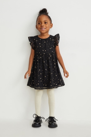 C&A Set, And Tights 3 Piece Cardigan Tjej Svarta | KMVHU-1390