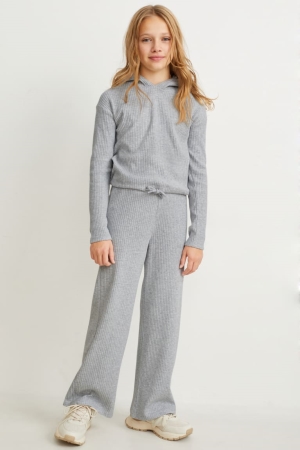 C&A Set Bottoms And 2 Piece Hoodie Tjej Ljusgrå | RELFB-7635