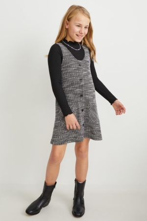 C&A Set Bouclé And Long Sleeve 2 Piece Blast Tjej Svarta | FNXVR-9268