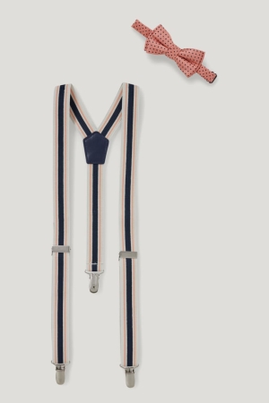 C&A Set Bow Tie And Braces 2 Piece T-shirt Pojke Mörkblå | IRCLU-5428