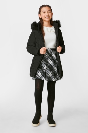 C&A Set Flannel And Tights 2 Piece Kjolar Tjej Svarta | DPWSO-7613