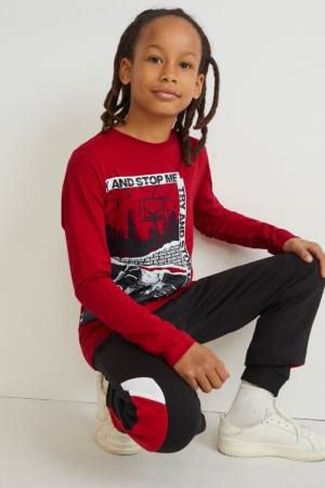 C&A Set Long Sleeve And Joggers 2 Piece Långbyxor Pojke Röda | ETGOK-1576