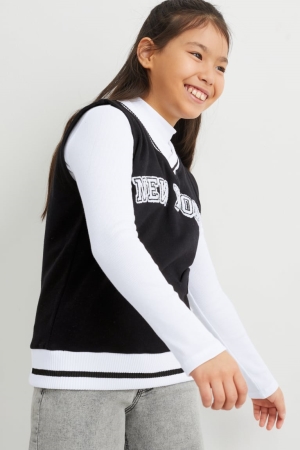 C&A Set Long Sleeve And Slipover 2 Piece Blast Tjej Svarta | HGAKV-5029