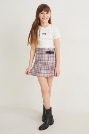 C&A Set Sleeve And 2 Piece T-shirt Tjej Vita | LIJSF-2875