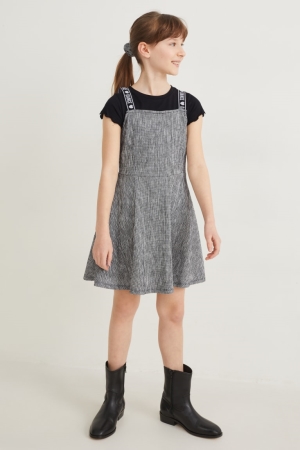 C&A Set Sleeve , And Scrunchie 3 Piece Klänning Tjej Svarta | CGHZK-0913