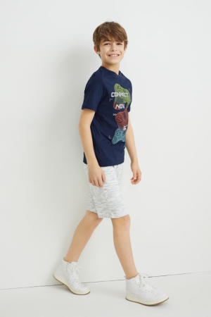 C&A Set Sleeve And Sweat T-shirt Pojke Mörkblå | DSIUK-6792