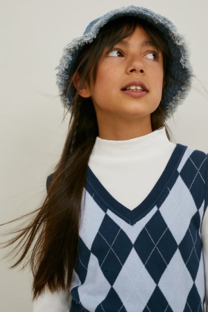 C&A Set Slipover And Polo Neck 2 Piece Blast Tjej Vita Blå | YKOPV-3285