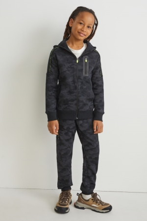 C&A Set Zip-through And Joggers 2 Piece Patterned Tröjor Tjej Svarta | RUKIJ-3641