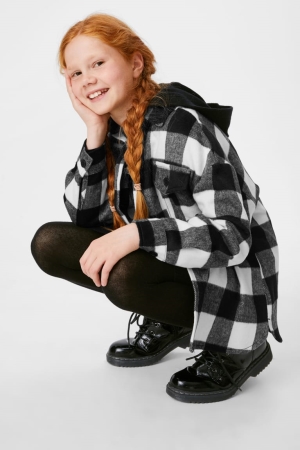 C&A Shacket Check Jacka Tjej Vita | BZORV-2609