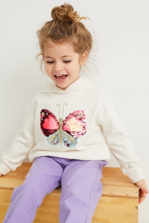 C&A Shiny Hoodie Tjej Vita | IFDMO-3869