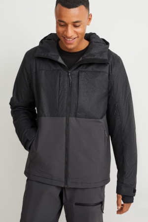 C&A Ski With Hood Bionic-finish®eco Jacka Herr Svarta Grå | GBPTH-4561