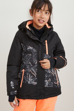 C&A Ski With Hood Jacka Tjej Svarta | JACES-1956