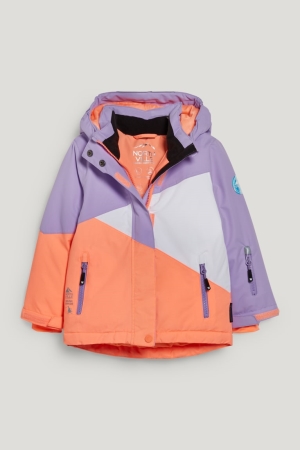 C&A Ski With Hood Jacka Tjej Vita Orange | GZAPL-9725