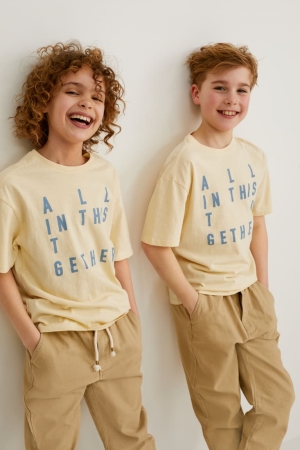 C&A Sleeve Genderneutral T-shirt Pojke Ljusgula | DVUWA-0214