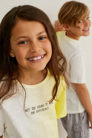 C&A Sleeve Genderneutral T-shirt Tjej Gula | LENIX-5304